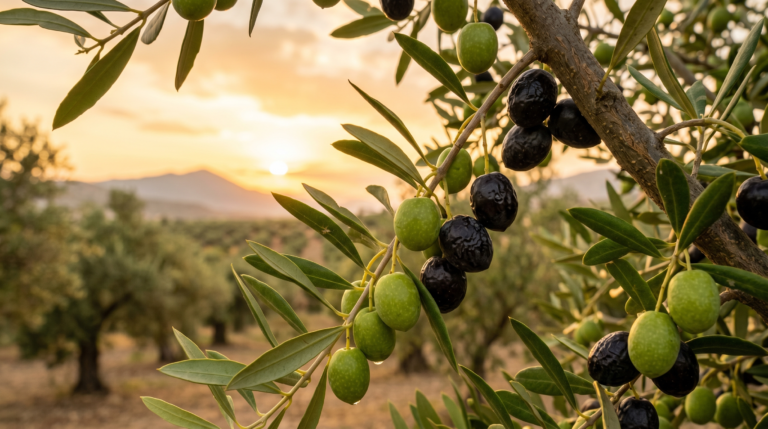 Mut zeytini - yeşil ve siyah zeytin aynı dalda